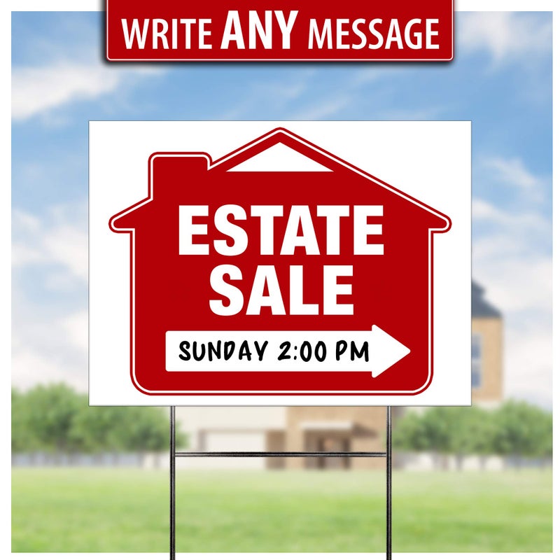 SignHero Estate Sale Signs (5 Pack) â€“ Premium LARGE 24â€ x 18â€ Double-Sided Estate Sale Signs with Heavy Duty Stakes â€“ Garage Sale Yard with Directional Arrows - Image 4